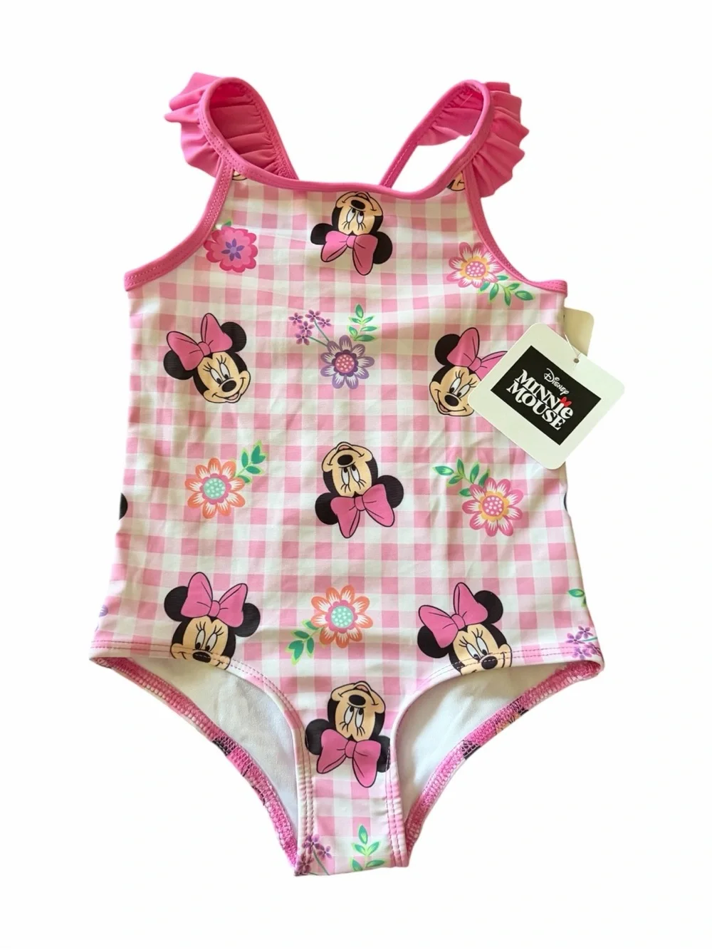 NWT-Disney Minnie Mouse Pink Girls' One-Piece Swimsuit and Cover-Up Set-size 3T
